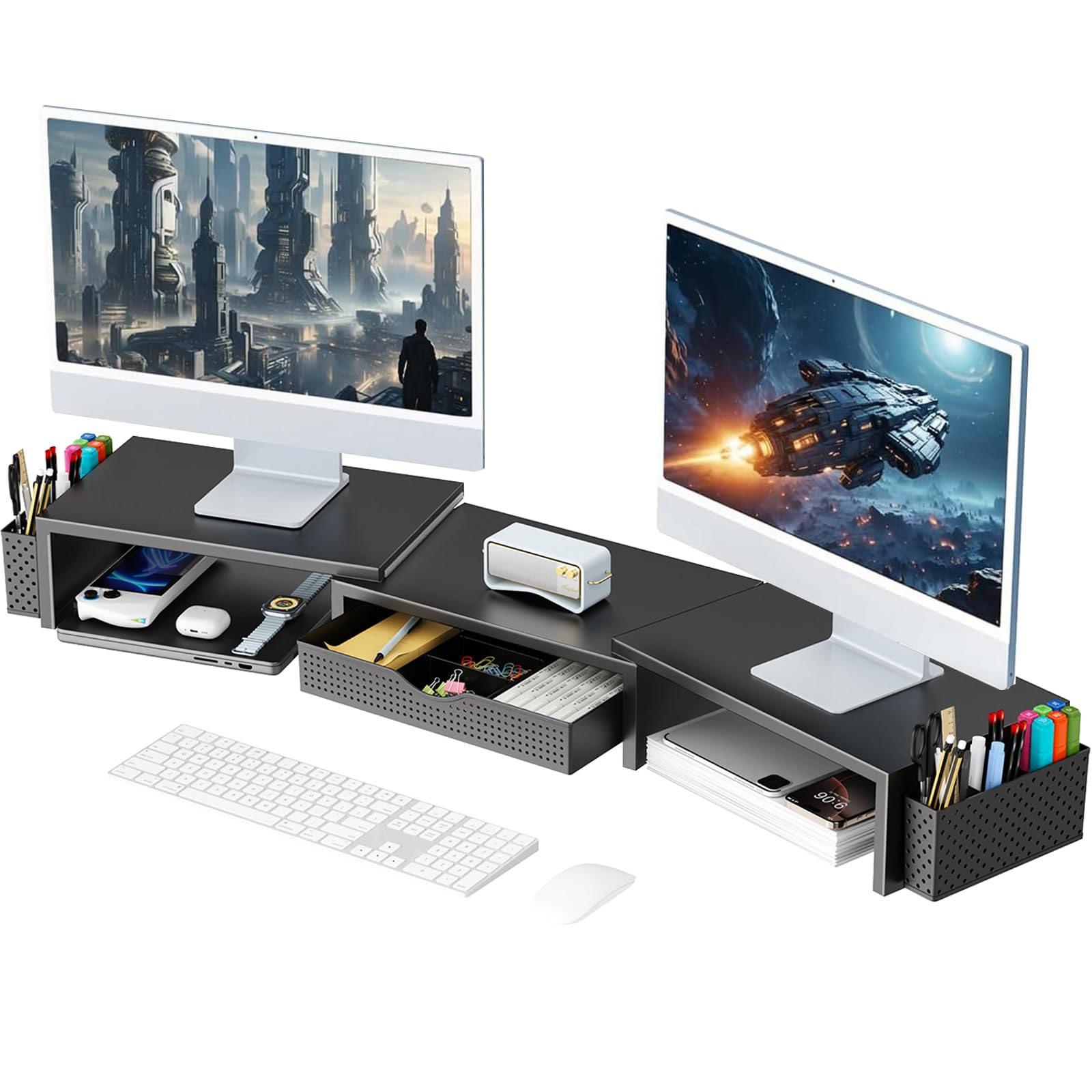 Amazon.com: gianotter Dual Monitor Stand Riser, Desk Organizer